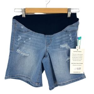1822 Denim Evalyn Maternity Sustainable Roll Cuff Distressed Short Sz 27